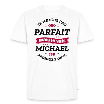 MICHAEL PARFAIT - PRENOM MICHAEL - T-shirt Premium bio Homme - blanc - Devant - Nico (187cm)