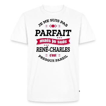 RENÉ-CHARLES PARFAIT - PRENOM RENÉ-CHARLES - T-shirt Premium bio Homme - blanc - Devant - Nico (187cm)