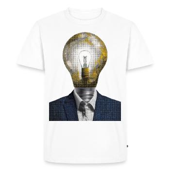 Homme d’affaires avec une ampoule électrique comme tête - T-shirt Premium bio Homme - blanc - Devant - Nico (187cm)