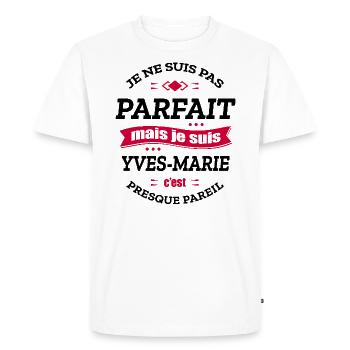 YVES-MARIE PARFAIT - PRENOM YVES-MARIE - T-shirt Premium bio Homme - blanc - Devant - Nico (187cm)