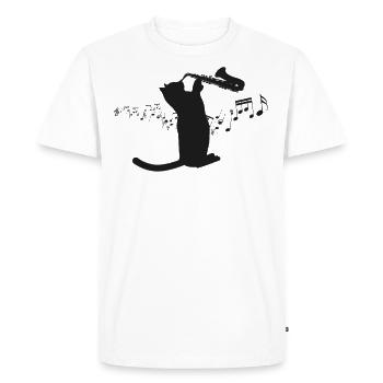 Saxophone Cat - Men's Premium Organic T-Shirt - white - Front - Nico (187cm)