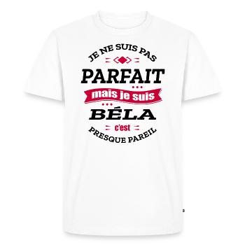 BÉLA PARFAIT - PRENOM BÉLA - T-shirt Premium bio Homme - blanc - Devant - Nico (187cm)