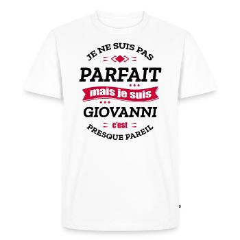 GIOVANNI PARFAIT - PRENOM GIOVANNI - T-shirt Premium bio Homme - blanc - Devant - Nico (187cm)