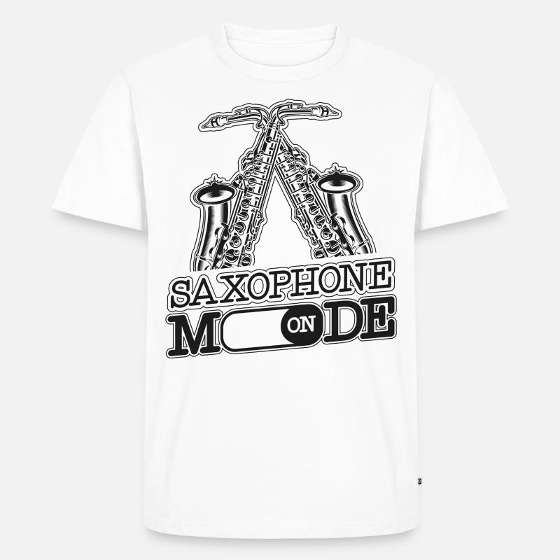 Saxophone Saxophone Mode On - Männer Premium Bio T-Shirt - Weiß