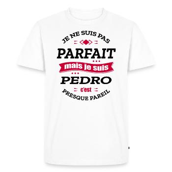 PEDRO PARFAIT - PRENOM PEDRO - T-shirt Premium bio Homme - blanc - Devant - Nico (187cm)