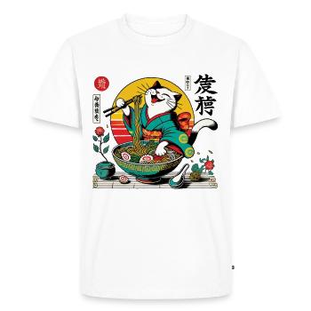 Japanese Retro Ukiyo-E Ramen Noodles Streetwear - Men's Premium Organic T-Shirt - white - Front - Nico (187cm)