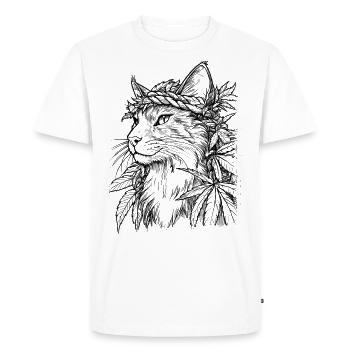 Cat with Hemp Wreath: Majestic House Tiger - Men's Premium Organic T-Shirt - white - Front - Nico (187cm)