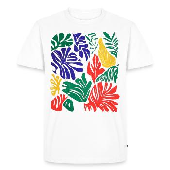 Art rétro des feuilles : couleurs inspirées de Matisse - T-shirt Premium bio Homme - blanc - Devant - Nico (187cm)