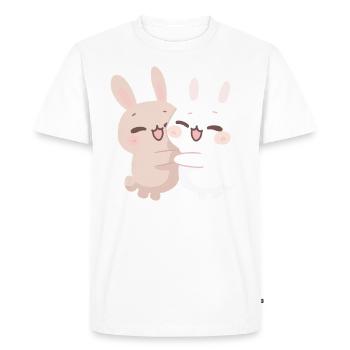 Bunny Friends : Un design mignon pour les fans d’animaux - T-shirt Premium bio Homme - blanc - Devant - Nico (187cm)