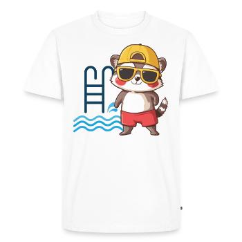 Raccoon by the pool: Fun design for summer fans - Men's Premium Organic T-Shirt - white - Front - Nico (187cm)