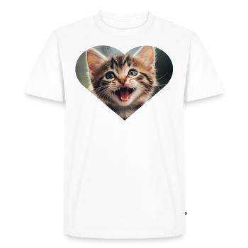 Mignon chaton miaulant dans le coeur - T-shirt Premium bio Homme - blanc - Devant - Nico (187cm)