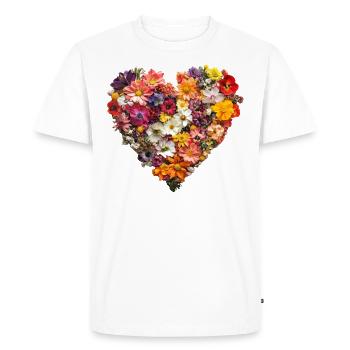 Coeur de fleur : design romantique pour les amateurs de fleurs - T-shirt Premium bio Homme - blanc - Devant - Nico (187cm)