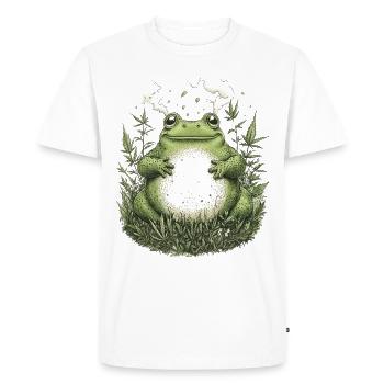 Stoned Frog in the Grass - Weed Frog Design - Men's Premium Organic T-Shirt - white - Front - Nico (187cm)