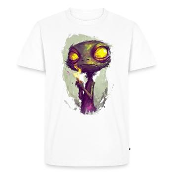 Stoned Alien Frog - Funny Stoner Frog - Men's Premium Organic T-Shirt - white - Front - Nico (187cm)
