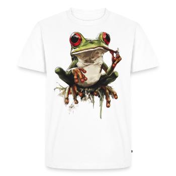 Grenouille avec une articulation et des yeux rouges - Weed Frog - T-shirt Premium bio Homme - blanc - Devant - Nico (187cm)