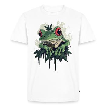 Frog with Red Eyes and Weed Flower Weed Frog - Men's Premium Organic T-Shirt - white - Front - Nico (187cm)