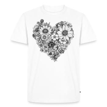 Coeur de fleurs esquissées - Art floral élégant - T-shirt Premium bio Homme - blanc - Devant - Nico (187cm)