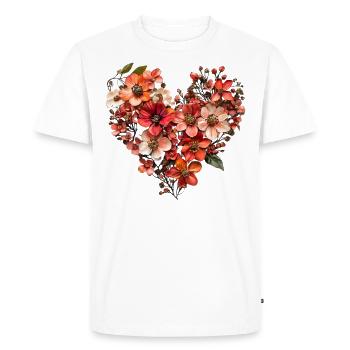 Cœur de fleurs délicates - Splendeur florale chaleureuse - T-shirt Premium bio Homme - blanc - Devant - Nico (187cm)