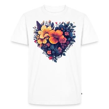 Coeur de fleurs stylisées - Art floral moderne - T-shirt Premium bio Homme - blanc - Devant - Nico (187cm)