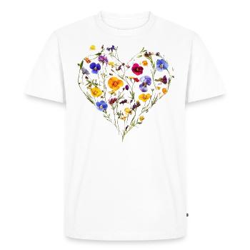 Cœur de fleurs délicates - Printanier - T-shirt Premium bio Homme - blanc - Devant - Nico (187cm)