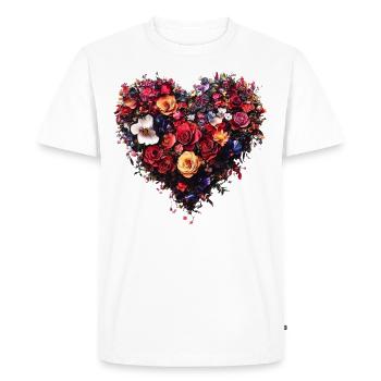 Cœur de fleurs riches - Splendeur florale luxuriante - T-shirt Premium bio Homme - blanc - Devant - Nico (187cm)