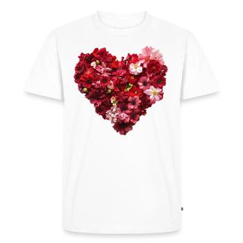 Coeur de Fleurs Rouges - Passionate Flower Pr - T-shirt Premium bio Homme - blanc - Devant - Nico (187cm)