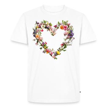 Heart of delicate flowers Spring-like blossoms - Men's Premium Organic T-Shirt - white - Front - Nico (187cm)