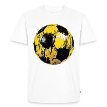 Urban Football Style - Yellow and Black Ball - Men's Premium Organic T-Shirt - white - Front - Nico (187cm)