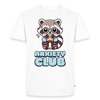 Anxiety Club – Club de la peur avec un raton laveur mignon - T-shirt Premium bio Homme - blanc - Devant - Nico (187cm)