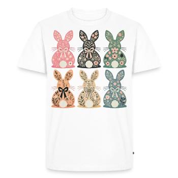 Easter Flower Bunny Retro Vintage Style - Men's Premium Organic T-Shirt - white - Front - Nico (187cm)