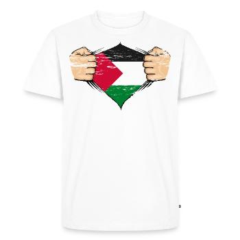 Drapeau de la Palestine Design utilisé - T-shirt Premium bio Homme - blanc - Devant - Nico (187cm)