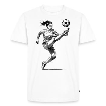 Kicker en ligne de mire : le football féminin et les buteuses - T-shirt Premium bio Homme - blanc - Devant - Nico (187cm)
