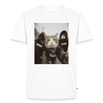 Gangster Cats Street Style Funny Selfie Motif - Men's Premium Organic T-Shirt - white - Front - Nico (187cm)