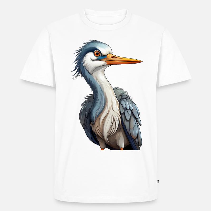Graureiher oder Fischreiher - Männer Premium Bio T-Shirt - Weiß