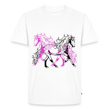 Chevaux sauvages Étalon Cavalier Cavalier Cheval Fou sauvage - T-shirt Premium bio Homme - blanc - Devant - Nico (187cm)