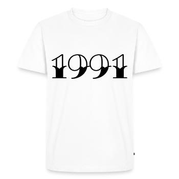 Année de naissance 1991 Cadeau d’anniversaire - T-shirt Premium bio Homme - blanc - Devant - Nico (187cm)