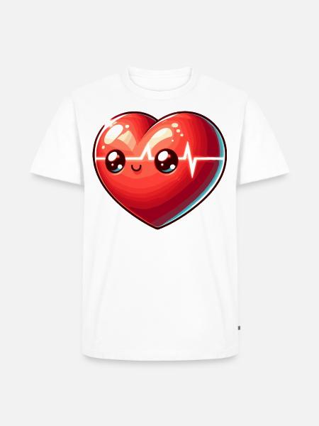 Lebendiges Herz - Männer Premium Bio T-Shirt - Weiß