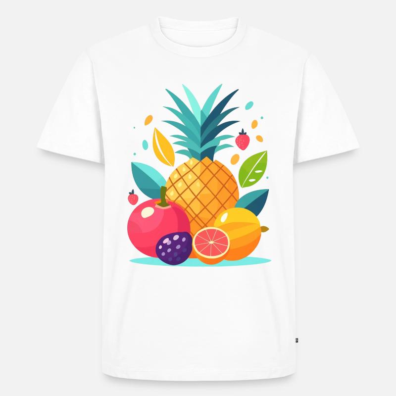 Obst im Flat Design - Männer Premium Bio T-Shirt - Weiß