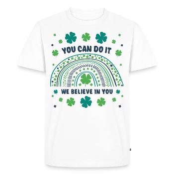 You can do it! We believe in you! Lucky charm - Men's Premium Organic T-Shirt - white - Front - Nico (187cm)