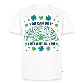 Tu peux le faire! Je crois en toi ! Bonne chance - T-shirt Premium bio Homme - blanc - Devant - Nico (187cm)