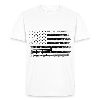 Trombonist Trombone Player American Flag Marching - Men's Premium Organic T-Shirt - white - Front - Nico (187cm)