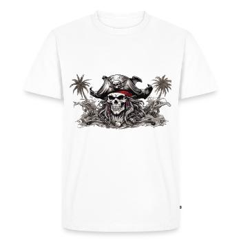 Pirate Jolly Roger Pirate drapeau Skull Pirates - T-shirt Premium bio Homme - blanc - Devant - Nico (187cm)