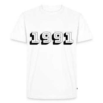Année de naissance 1991 Cadeau - T-shirt Premium bio Homme - blanc - Devant - Nico (187cm)