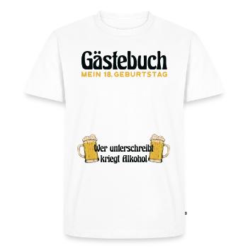 18. Geburtstag Gästebuch , unterschreibt Alkohol - Männer Premium Bio T-Shirt - Weiß - Vorne - Nico (187cm)