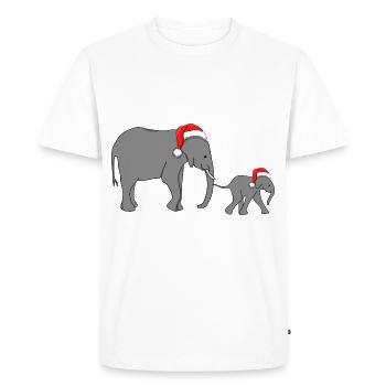 Éléphant mère et enfant avec chapeau de père Noël - T-shirt Premium bio Homme - blanc - Devant - Nico (187cm)