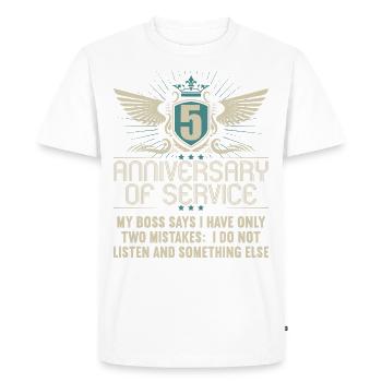 5 years of service 5 years of service anniversary - Men's Premium Organic T-Shirt - white - Front - Nico (187cm)