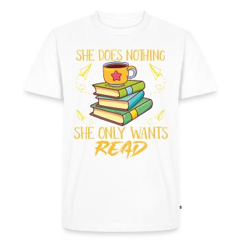 Livre-fille-rat-de-livre-lecture-livre-lecteur - T-shirt Premium bio Homme - blanc - Devant - Nico (187cm)