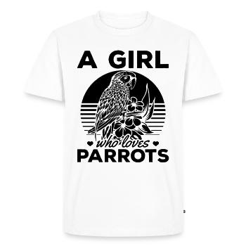 Une fille qui aime les perroquets I Cockatiel - T-shirt Premium bio Homme - blanc - Devant - Nico (187cm)