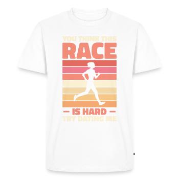 Jogger Runner Marathon Jogging Ski de fond - T-shirt Premium bio Homme - blanc - Devant - Nico (187cm)