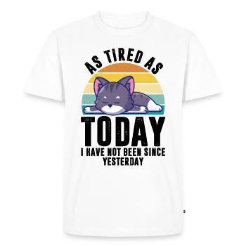 Tired Funny Sayings Lazy Kitten Pet Animal Cat - Men's Premium Organic T-Shirt - white - Front - Nico (187cm)